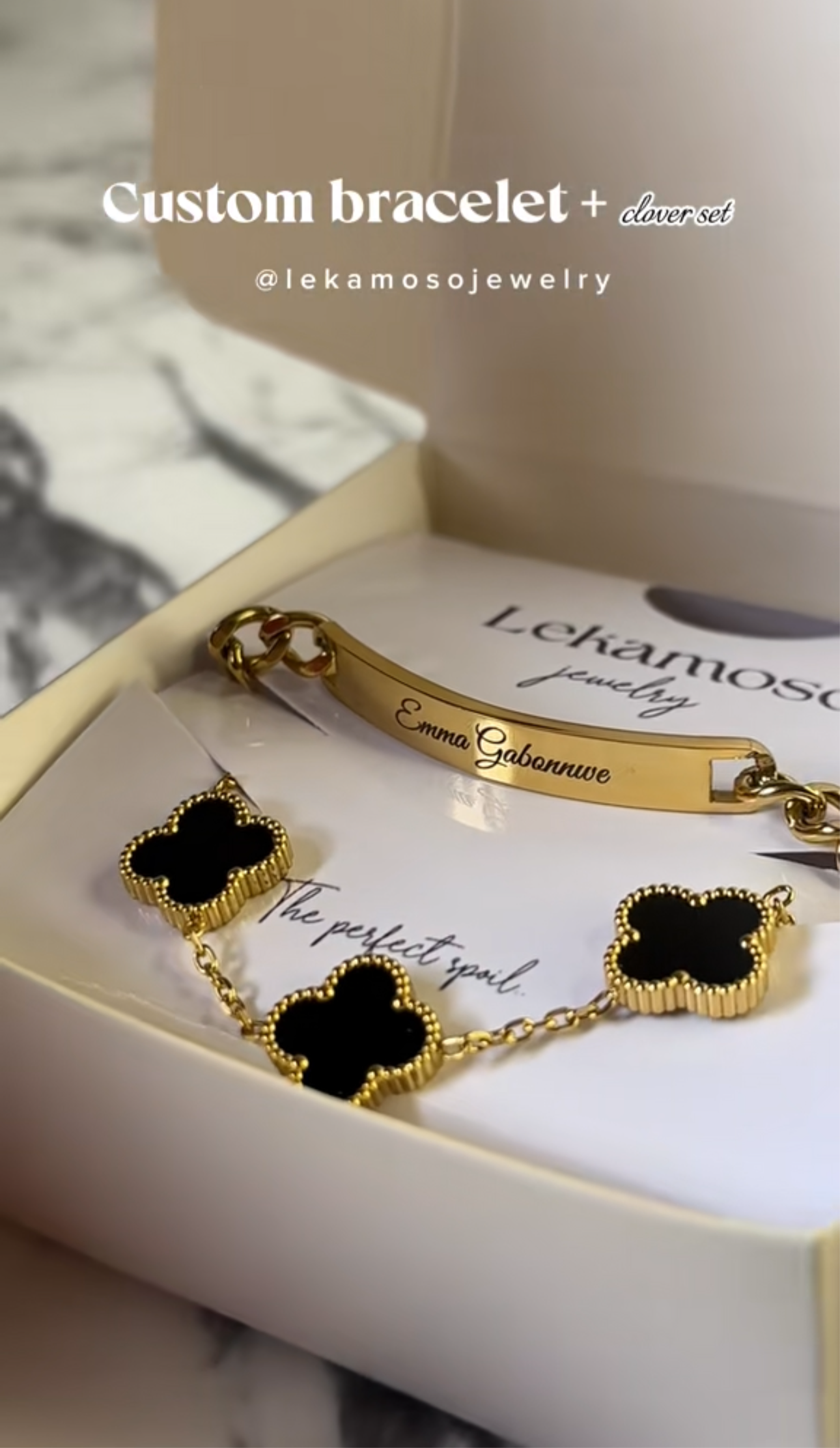 Custom bracelet + clover set