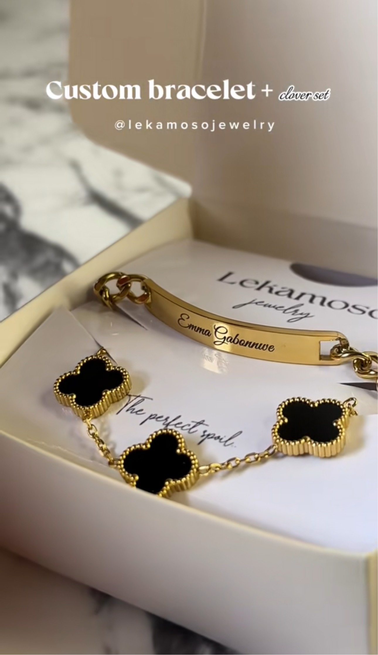 Custom bracelet + clover set