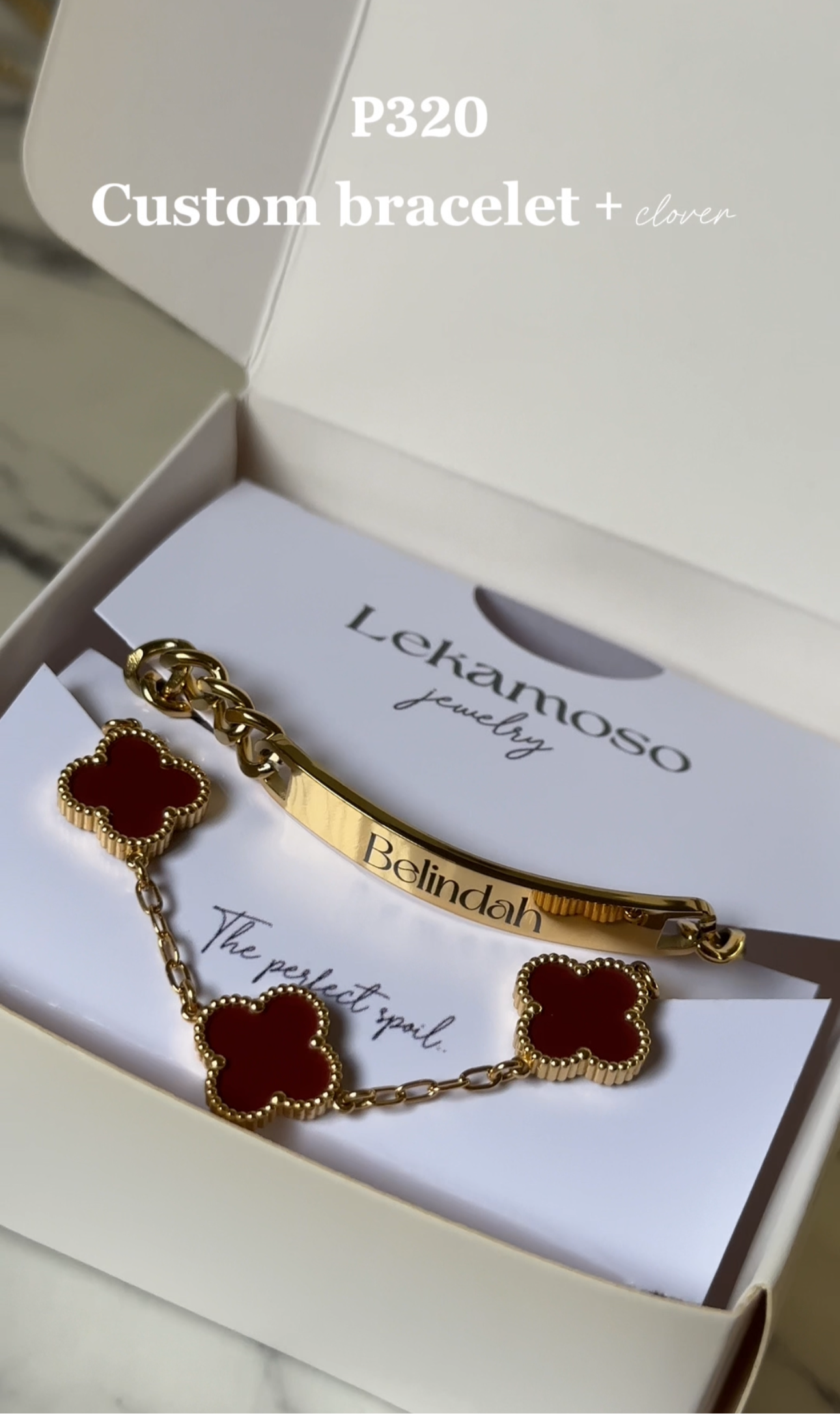Custom bracelet + clover set