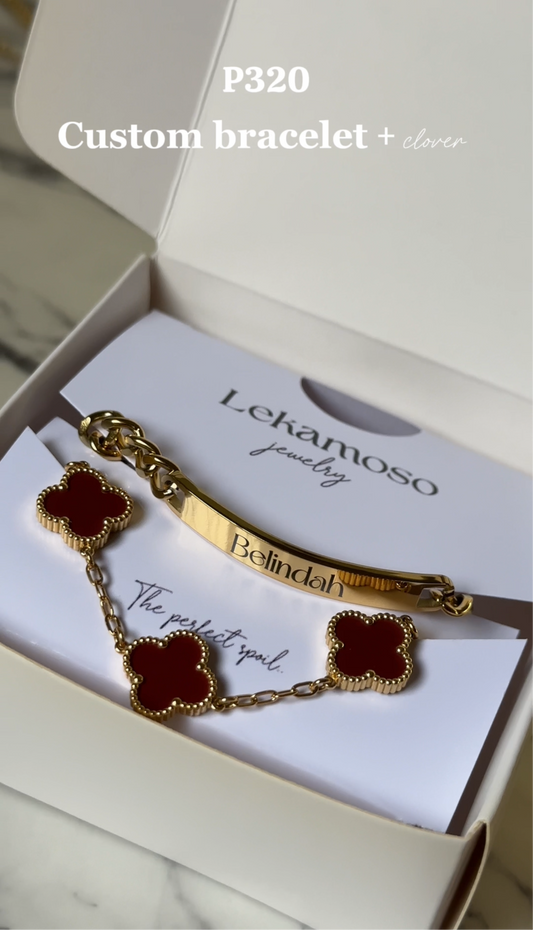 Custom bracelet + clover set